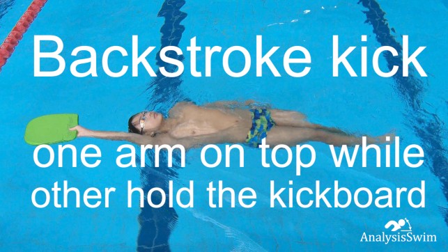 фото для Backstroke kick one arm on top while other hold the kickboard