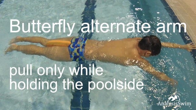 фото для Butterfly alternate arm pull only while holding the poolside