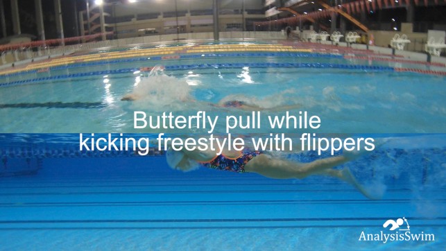 фото для Butterfly pull while kicking freestyle with flippers